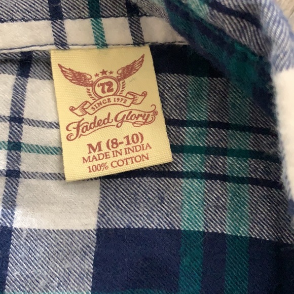 Faded Glory blue plaid flannel button down long sleeve shirt - Picture 11 of 15
